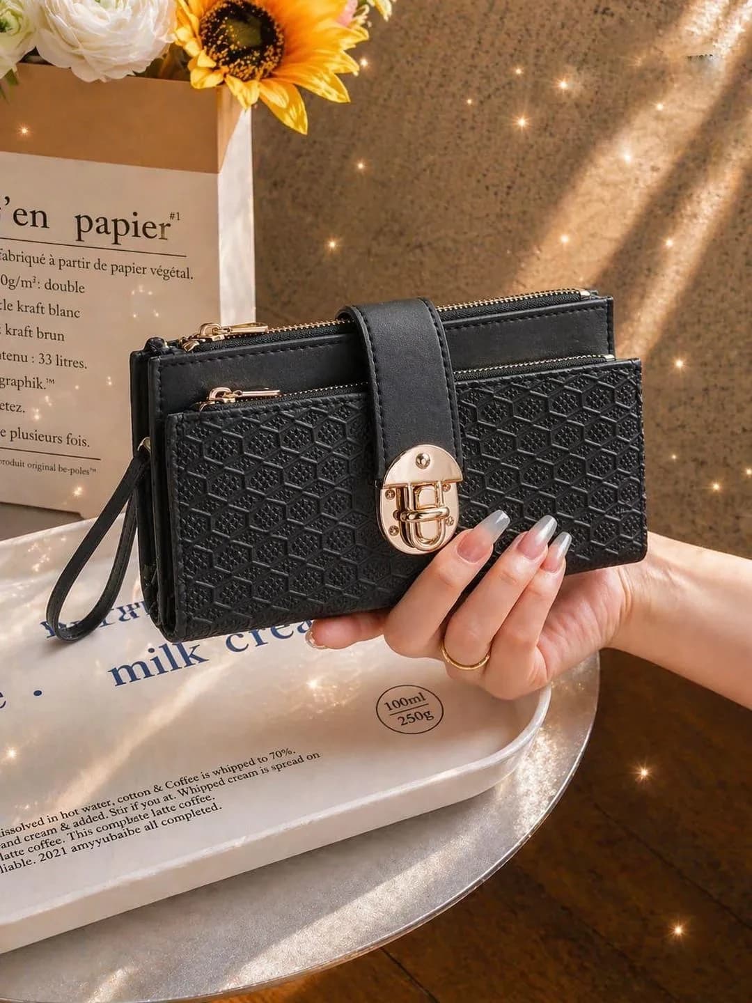 Medium PU Leather Crossbody Bag with Front Lock